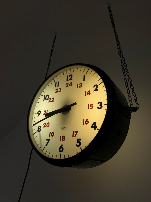 Large Double Sided Illuminated Gents Gent Of Leicester Railway Station Clock