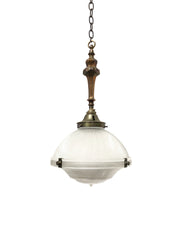 Vintage Antique Holophane Glass Ceiling Pendant Light