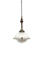 Vintage Antique Holophane Glass Ceiling Pendant Light