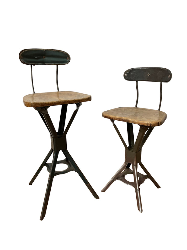 Pair Original Vintage Industrial Evertaut Factory Machinist Chairs
