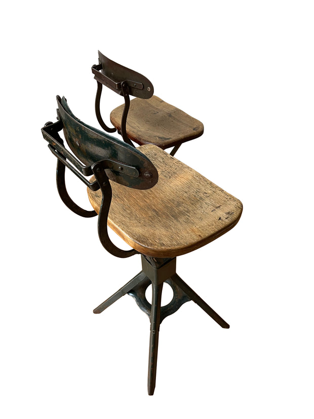 Pair Original Vintage Industrial Evertaut Factory Machinist Chairs
