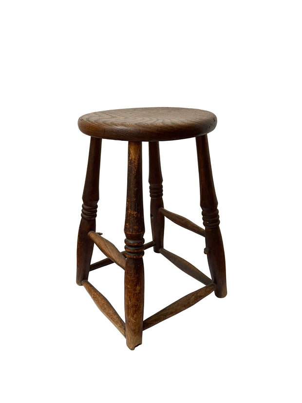 Vintage Industrial Antique Wooden Factory Side Table Stool