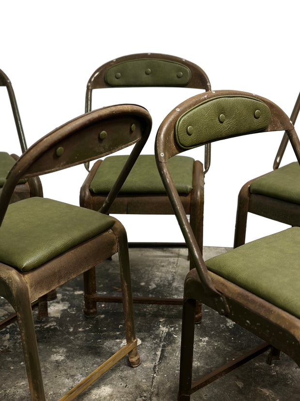 Set Run Original Vintage Industrial Evertaut Factory Machinist Stacking Chairs
