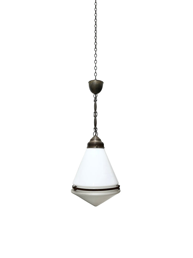 Antique Conical Glass Pendant Light By Peter Behrens