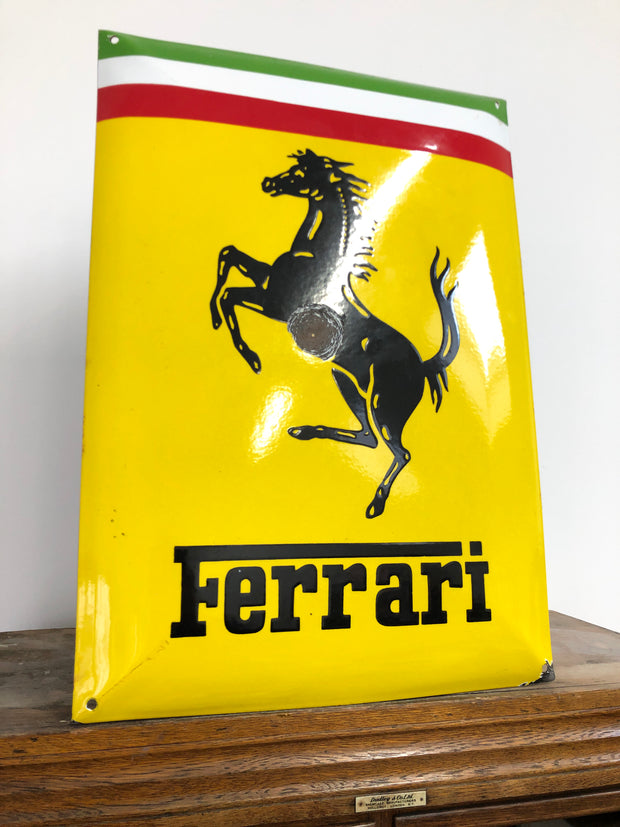 Vintage Original Ferrari Enamel Advertising Sign