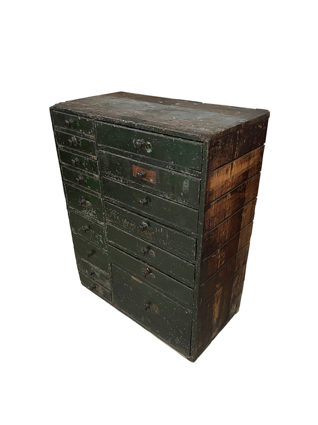 Vintage Industrial Antique Workshop Factory Chest Of Drawers