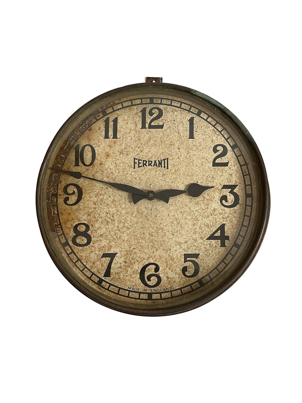 Vintage Antique Industrial Copper Ferranti Factory Wall Clock