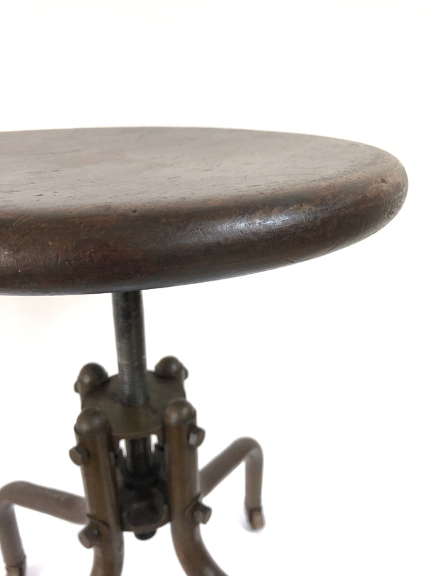 Vintage French Industrial Adjustable Factory Stool