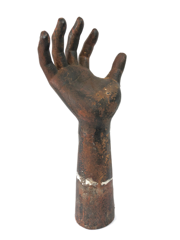Vintage Antique Industrial Decorative Cast Iron Hand Sculpture
