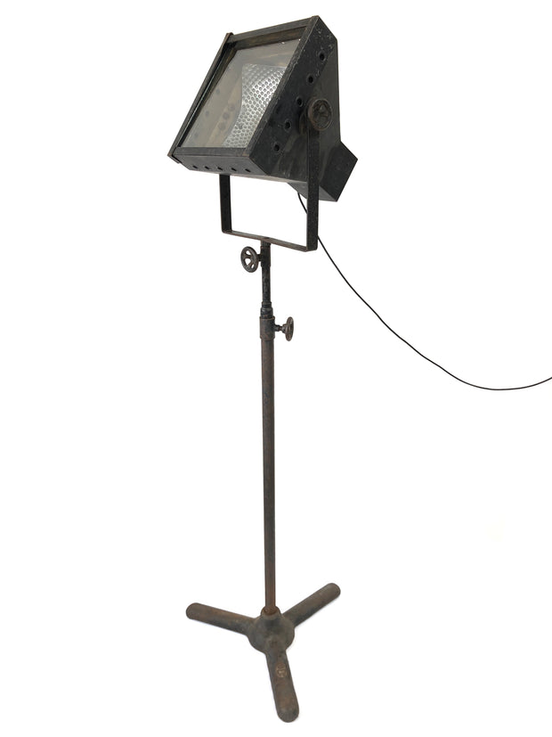 Vintage Industrial Antique Cast Iron Theatre Stage Floor Light Lamp