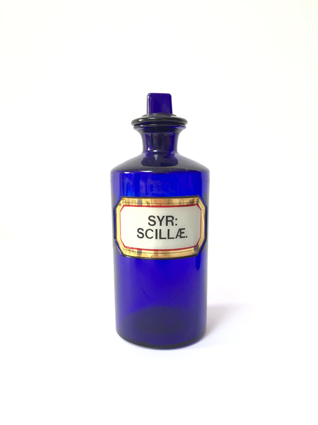 Antique Vintage Blue Glass Apothecary Chemist Bottles