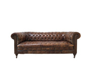 Vintage Antique Brown Leather Chesterfield Sofa