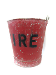 Antique Vintage Red Painted Galvanised Fire Buckets