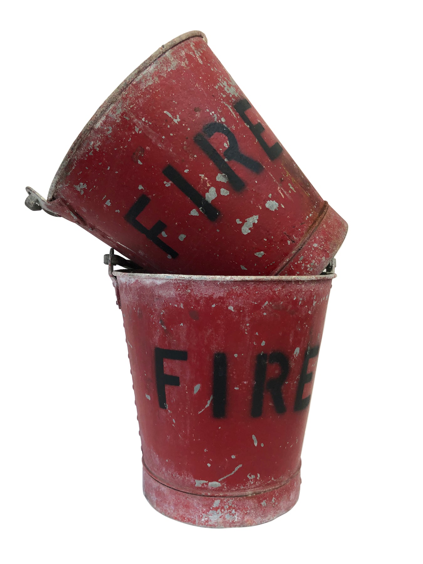 Reclaimed Galvanised Fire Buckets with Lids, 20th Century For Sale at  1stDibs