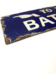 Pair Of Vintage Antique Enamel 'To The Baths' Advertising Signs